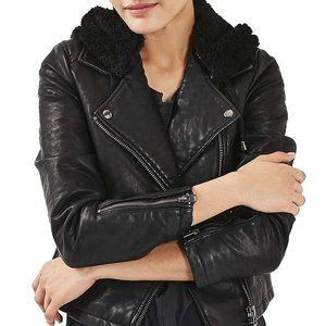 TOPSHOP Maggie Faux Leather Biker Jacket